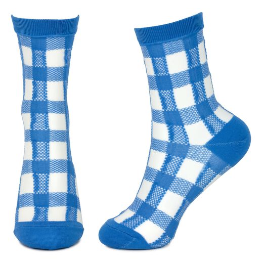 Cyan blue check socks